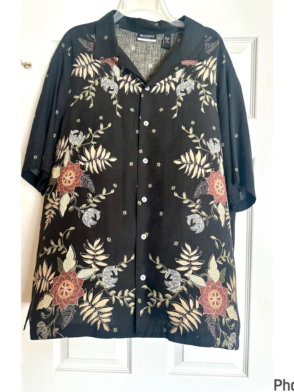Brandini Men's 100% Silk Button-Down Floral Shirt - XL